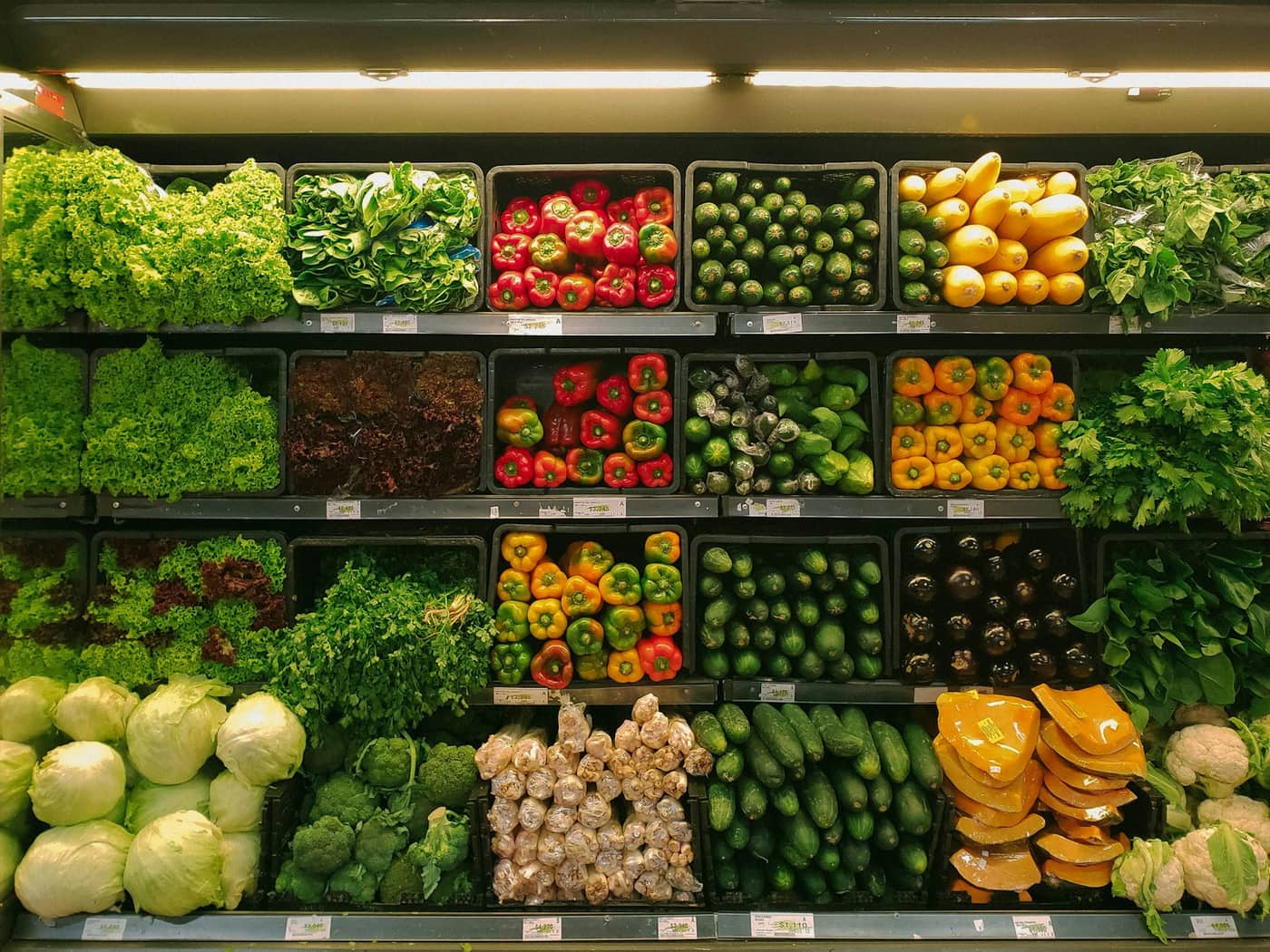 Shelves of groceries and fresh produce at Indiya Groceries